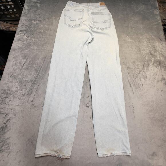 American Eagle Jeans Womens 6 Long Light Wash Highest Rise Baggy Straight - Picture 13 of 15